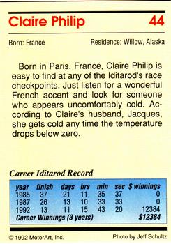 1992 MotorArt Iditarod Sled Dog Race #44 Claire Philip Back